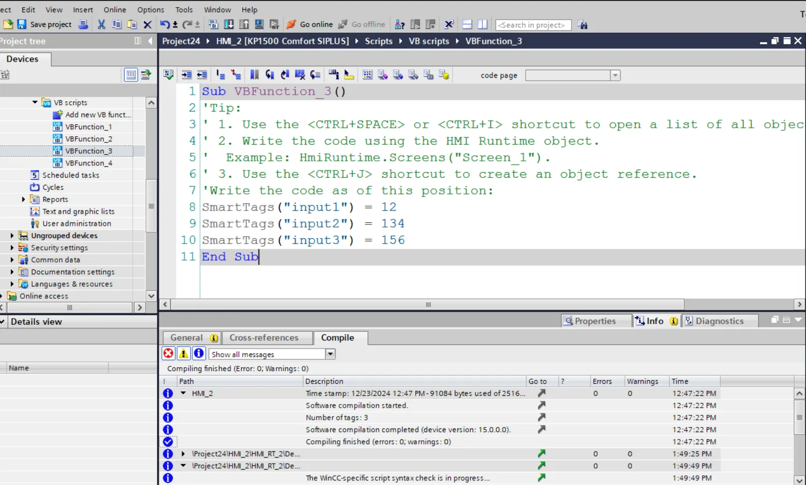 wincc vbscript for access hmi screen items and tags