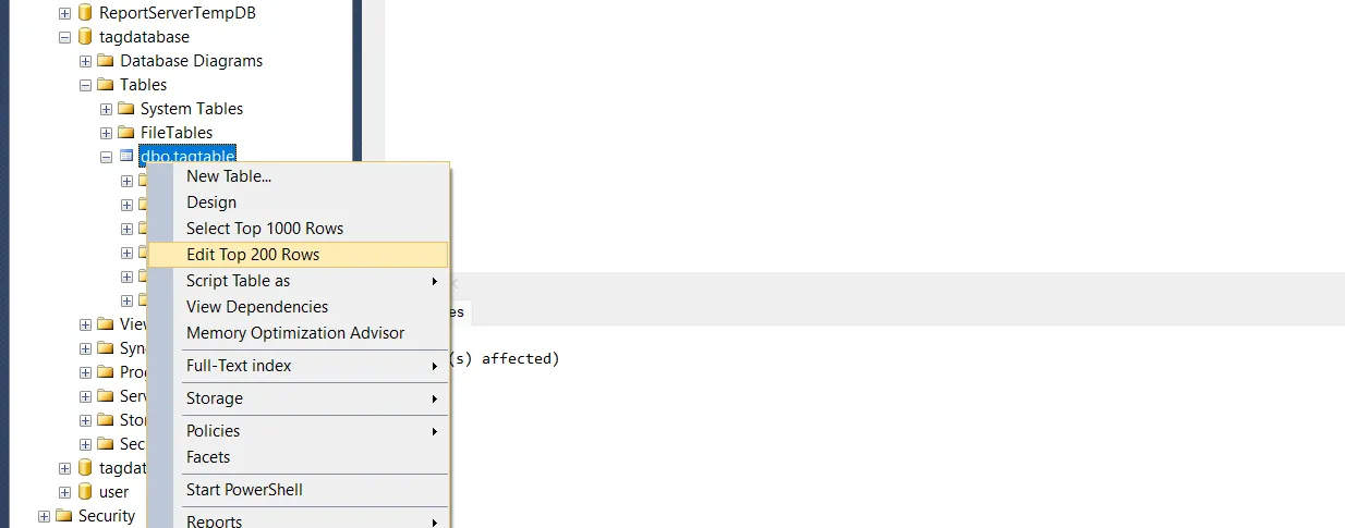 VBscript to read MSSQL Database table value in Siemens Wincc HMI