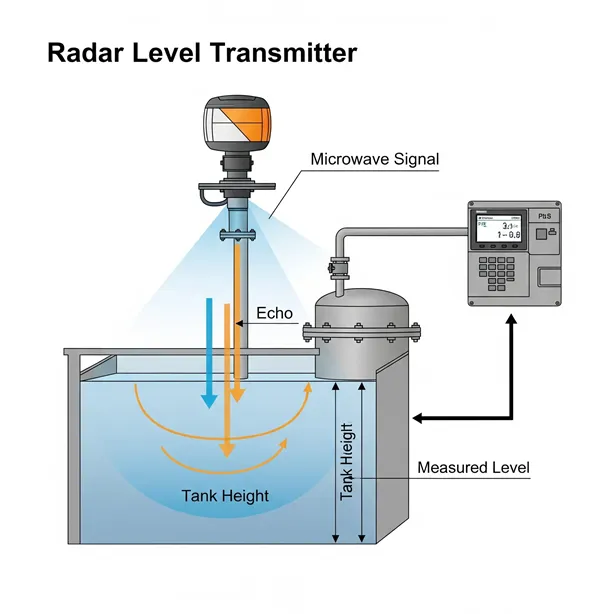 img/level-transmitter-intro/radar-level-transmitter-working-principle-industrial-tank.webp