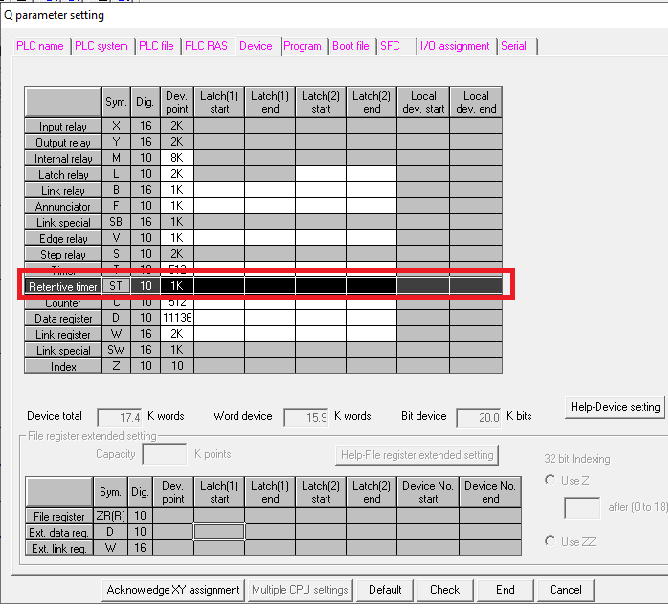 declaration of retentive timer in plc