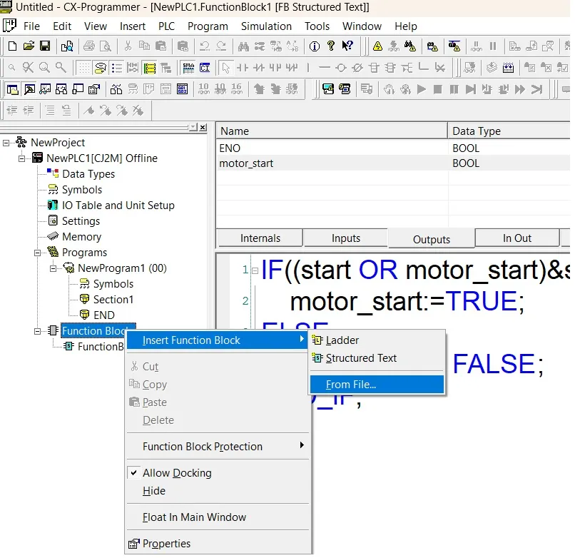 How To Create Function Blocks In OMRON CX-Programmer By Using Structure ...